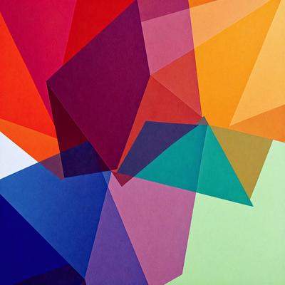 The primary subject of the image is a colorful geometric pattern, featuring a mix of blue, purple, green, and orange colors. The pattern is displayed on a white background, creating a visually striking contrast. The overall atmosphere of the image is vibrant and lively, with the colors and patterns evoking a sense of energy and creativity.